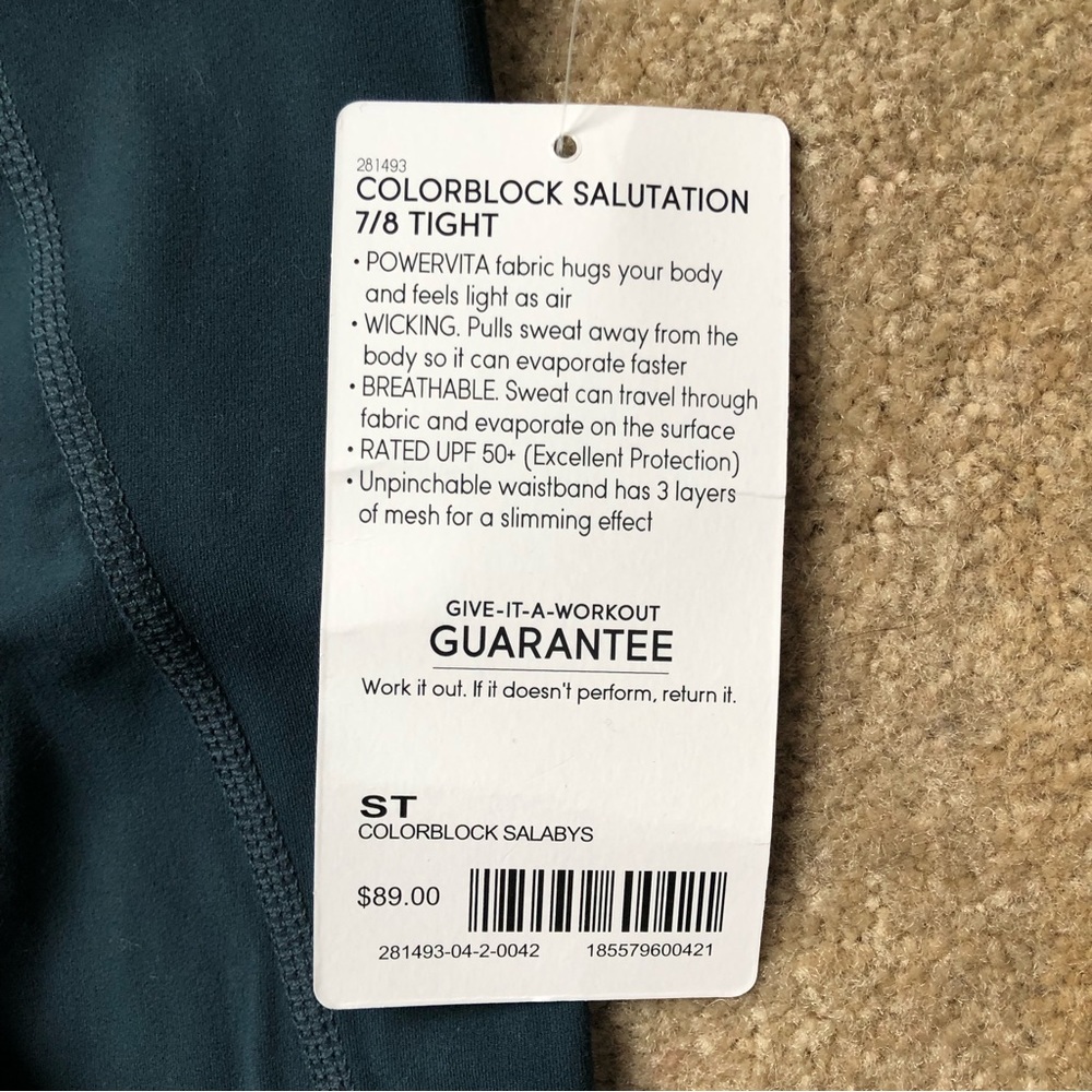 Athleta Colorblock 7/8 Salutation Leggings NWT - Size Small Tall / ST - Picture 2 of 3